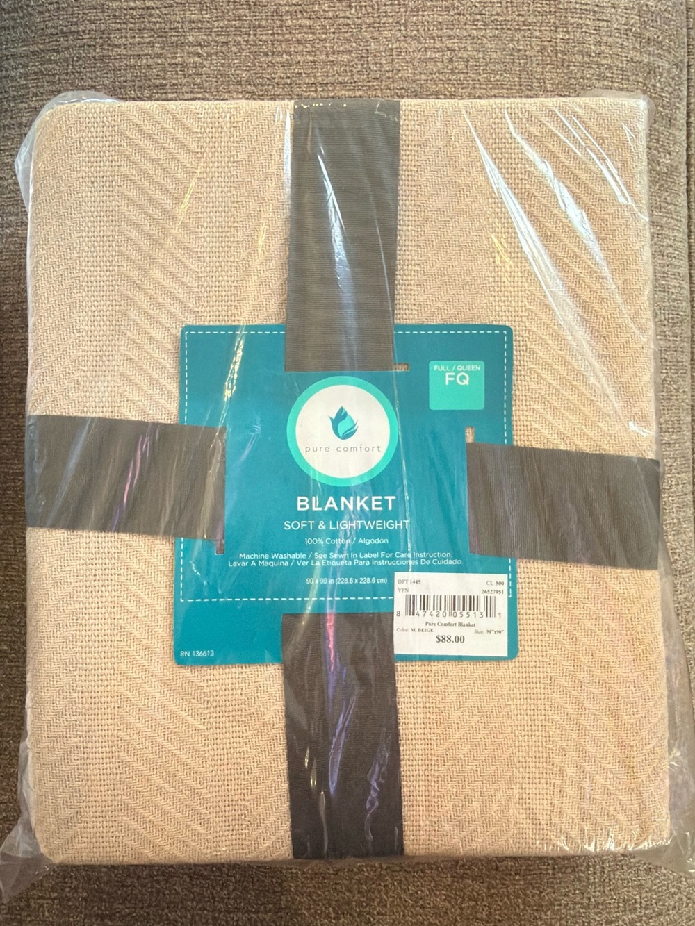 Pure Comfort Soft & Lightweight Blanket in Beige